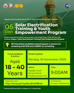 Agege LG Launches 5-Day Solar Electrification Training & Youth Empowerment Programme