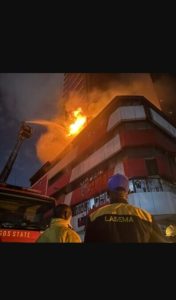 Massive fire outbreak reported at 22-storey building on Lagos Island